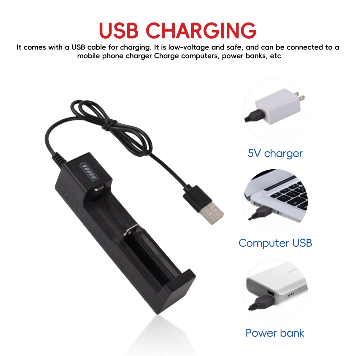 Universal USB Smart Single Slot Charger Lithium Battery Charger Multi Functional Lithium Battery Stand Charge 18650 Charger