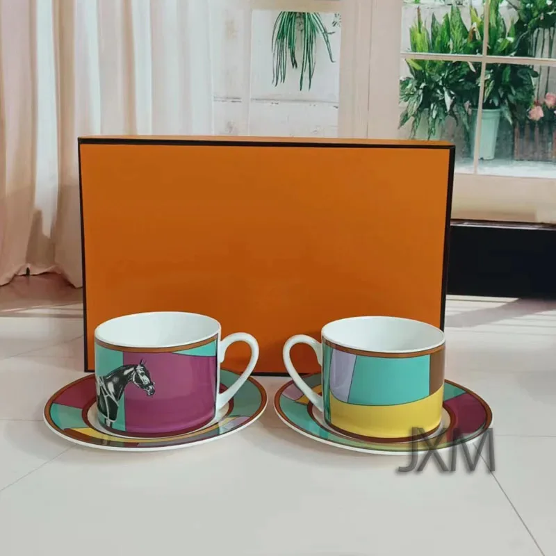 

2025 New Matu Ceramic Coffee Cup with Dish 3-color Bone Porcelain Afternoon Tea Double Cup Dish Luxury Set