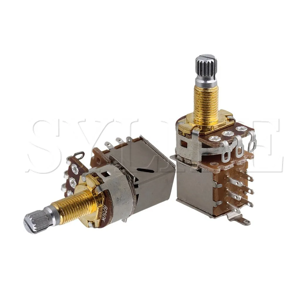 3PCS B500K18mm Gold Plated Shaft OHM Audio Tone Guitar Potentiometer Switch