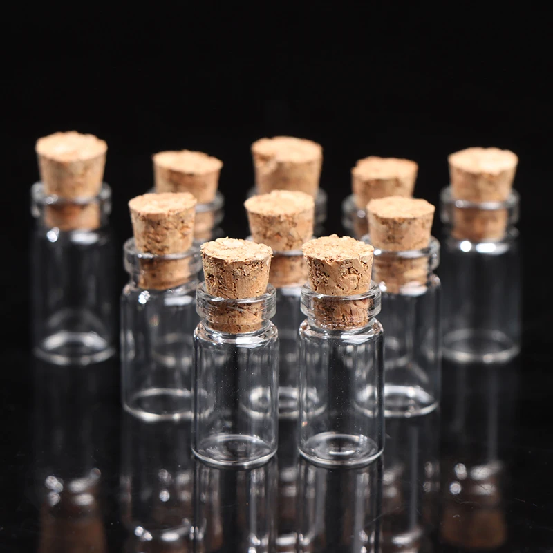 10 Pcs Glass Bottles Miniature Potion Bottle Mini Cork Glass Vials Wedding DIY Mini Drift Bottle Wishing Bottle Perfume Bottle