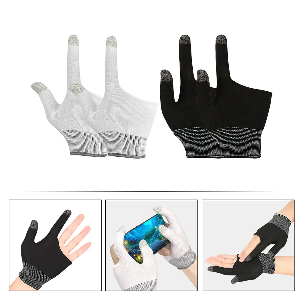 2 Pairs Game Gloves -sweat Excellent Performance Gaming Finger Touch Non-skid Portable Nylon Sleeve