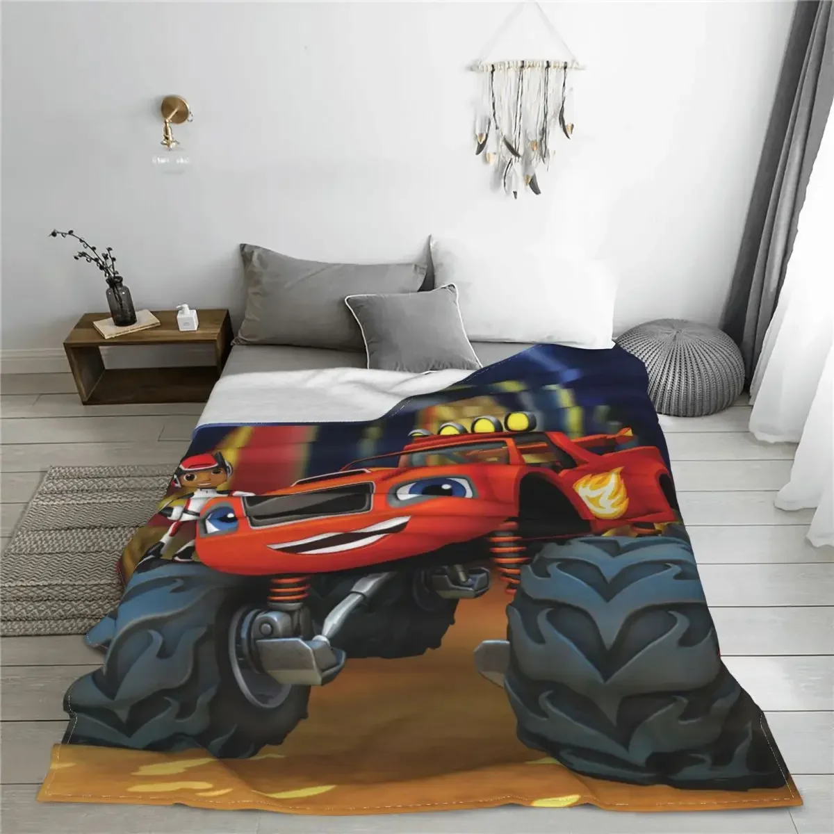 Blaze And The Monster Machines Coral Fleece Plush Throw Blanket Anime Cartoon Blanket for Home Bedroom Super Warm Bedding Throws