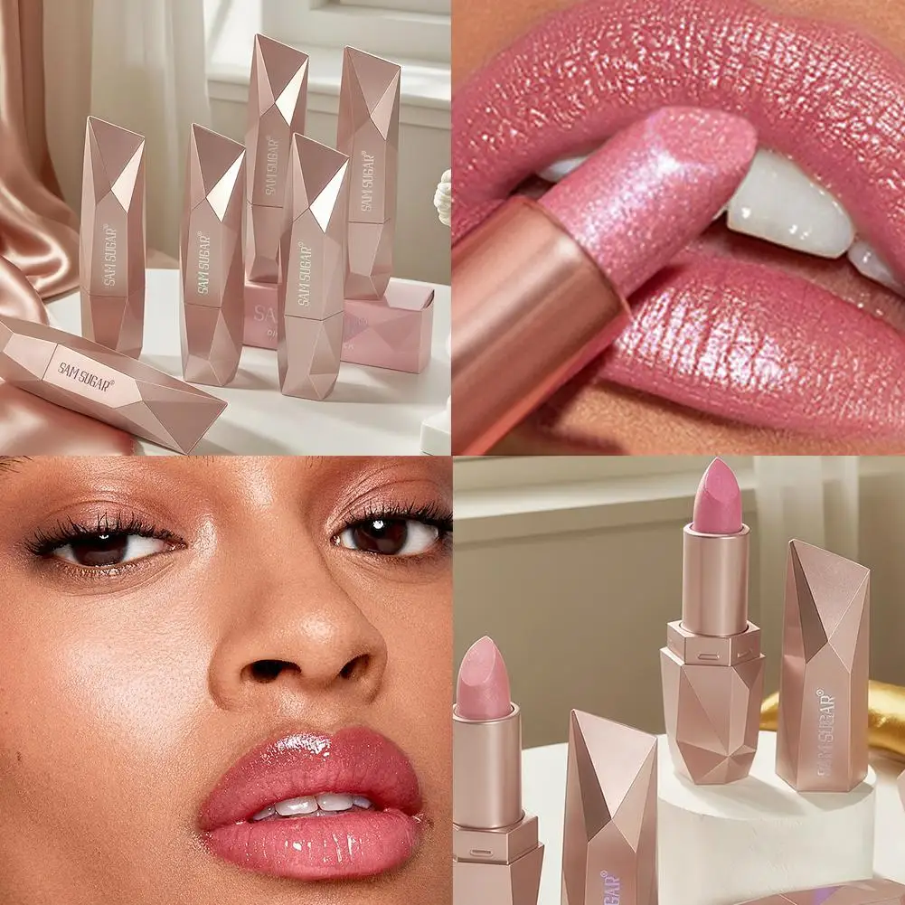 Diamond Pearlescent Lipstick Waterproof Long-Lasting Metallic Shine Highly Pigmented Sparkling Dazzling Charming Lip Gloss