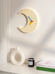【EpeiusHome】Home Furnishing decoration dopamine Moon shape Wall clock