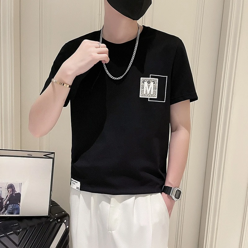 Men's Summer Short Sleeve Streetwear T-Shirt Korean Inspired Edgy Look Top for Instagram Vibes​