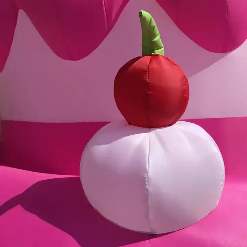 Palloncino gonfiabile gigante rosa per torta di buon compleanno con ciliegia rossa per la decorazione della festa di anniversario