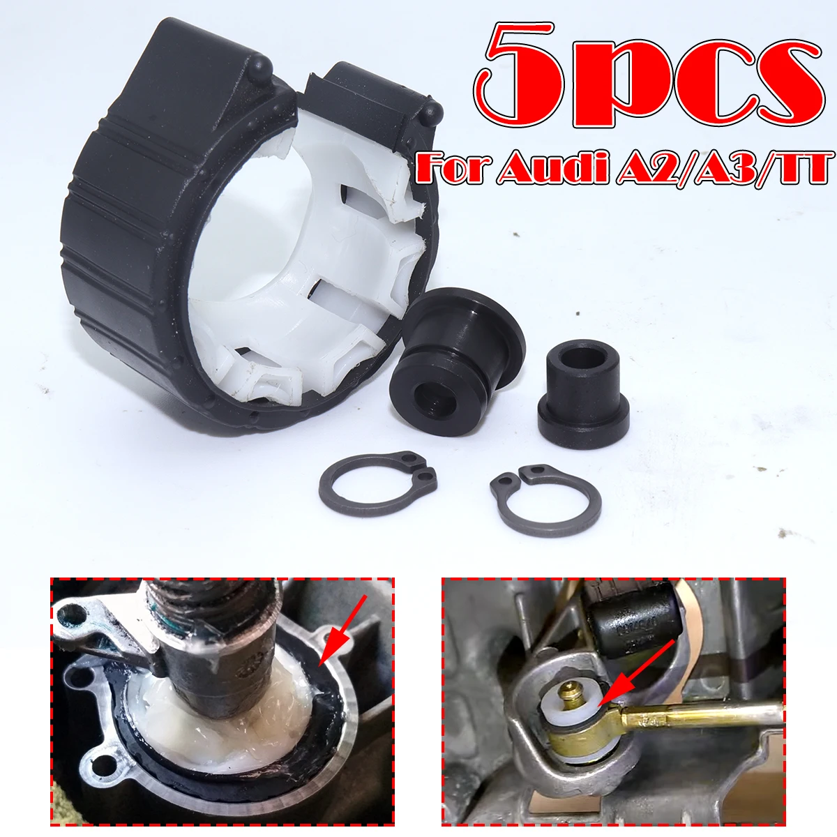 

5pcs/kit Upgrade Gear Cable Bushing MT Gearbox Bearing Shell For Audi A2 8Z A3 8P 8L TT 8J Rebuild Kit Shifter Lever Rod End