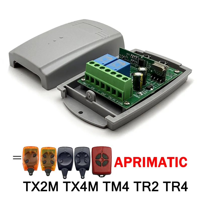 

APRIMATIC TX2M TR2 TM4 TR4 TX4M Gate Remote Control Receiver Garage Door Opener Remote Control Receive 12V-24V AC-DC 433.92MHz