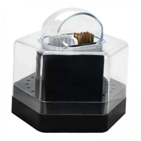 Nail Art Drill Bit Cleaner 2 in 1 Storage Case Dust Cleaning Brush Holder for Salon and DIY Manicure