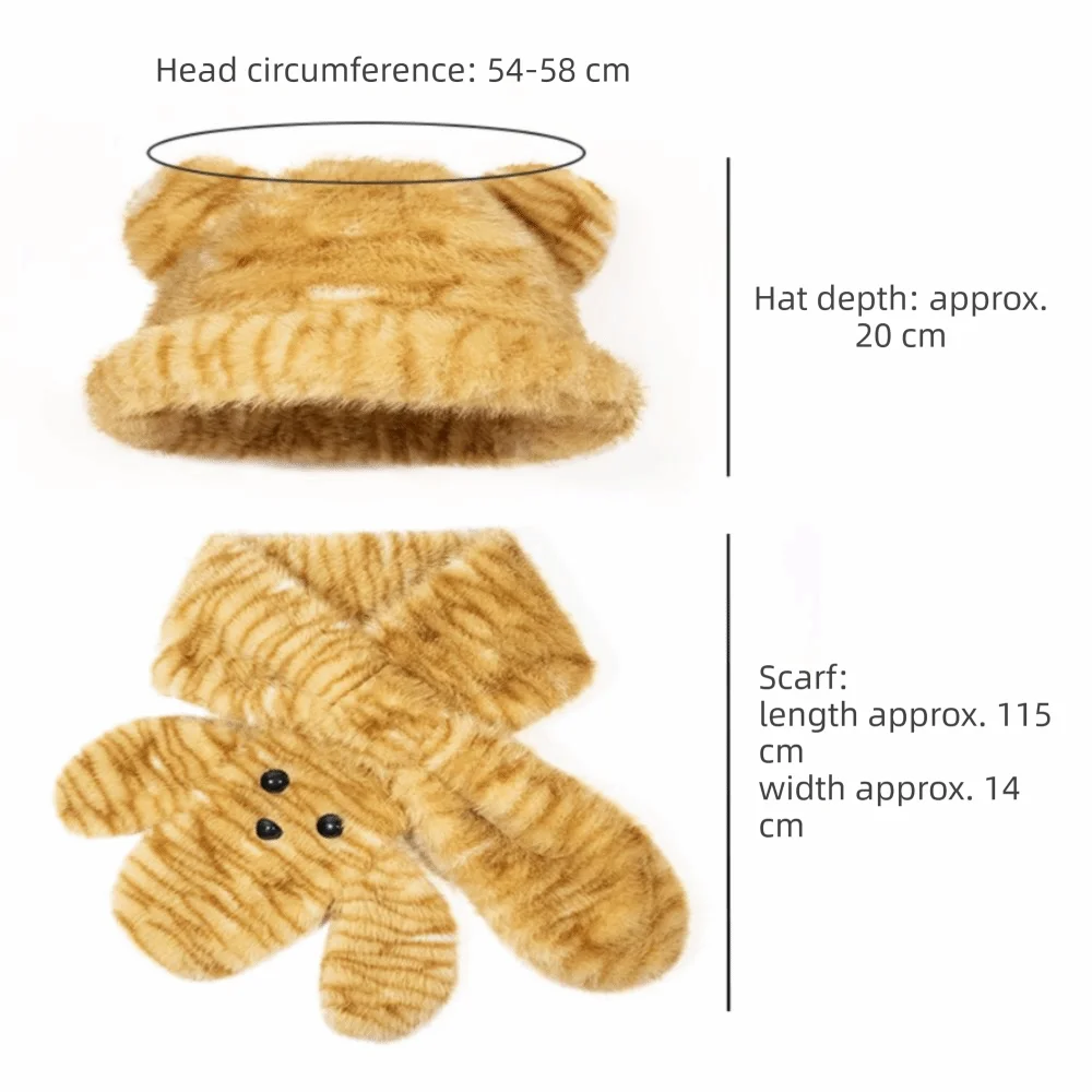 Cute Fluffy Fur Leopard Hat Bear Ear Tiger Pattern Bucket Hats Keep Warm Ear Protection Hats Winter 6