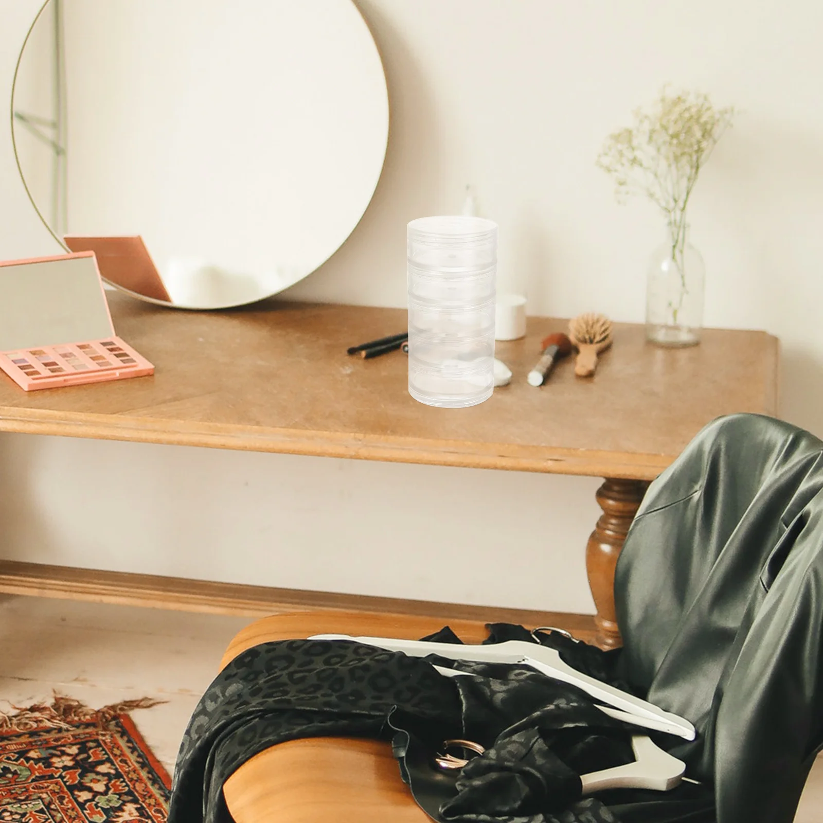 

2 set Transparent Round Jewelry Bead Capsule Case Storage Display Box For Desktop Makeup Organizer Gift Packaging Holder