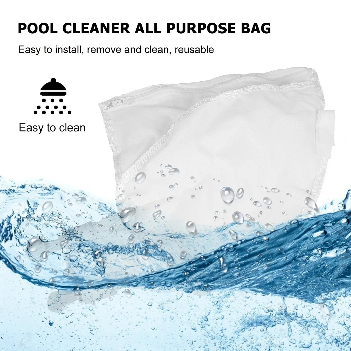 

Fine Mesh Pool Cleaner Bag Replacement Zippered Universal Fit for 280 and 480 All Purpose Debris Collector for Clean Pools