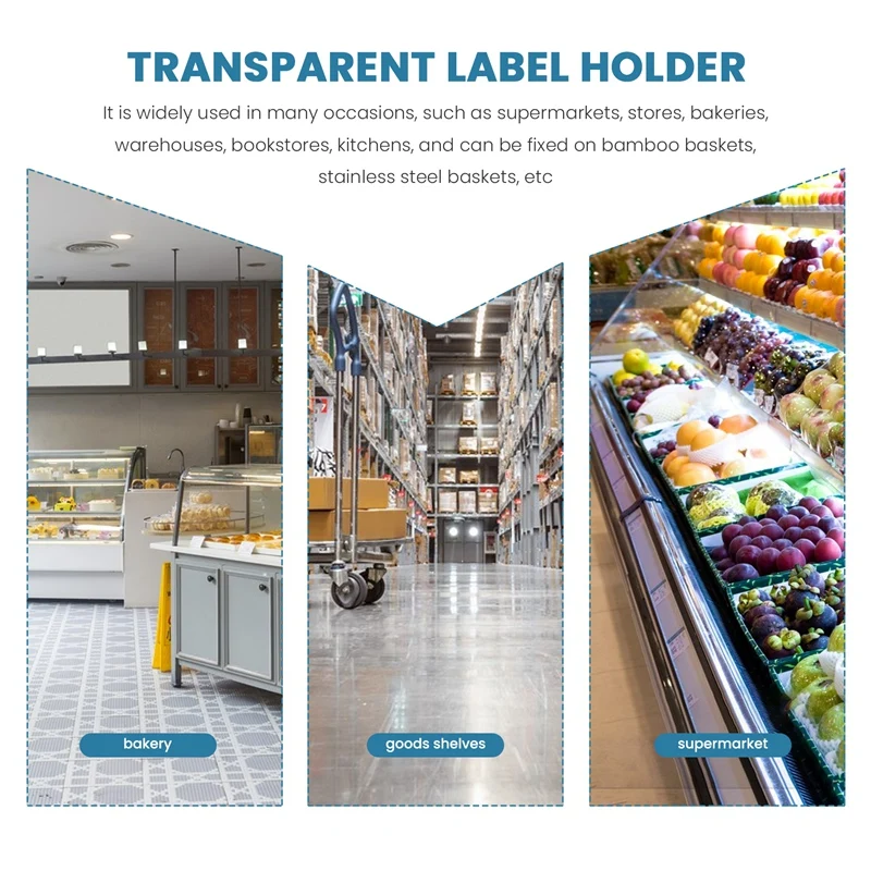 80Pcs Plastic Basket Label Holders Price Tag Ticket Hanger Clips With Button Design Lock Closure For Market Grocery