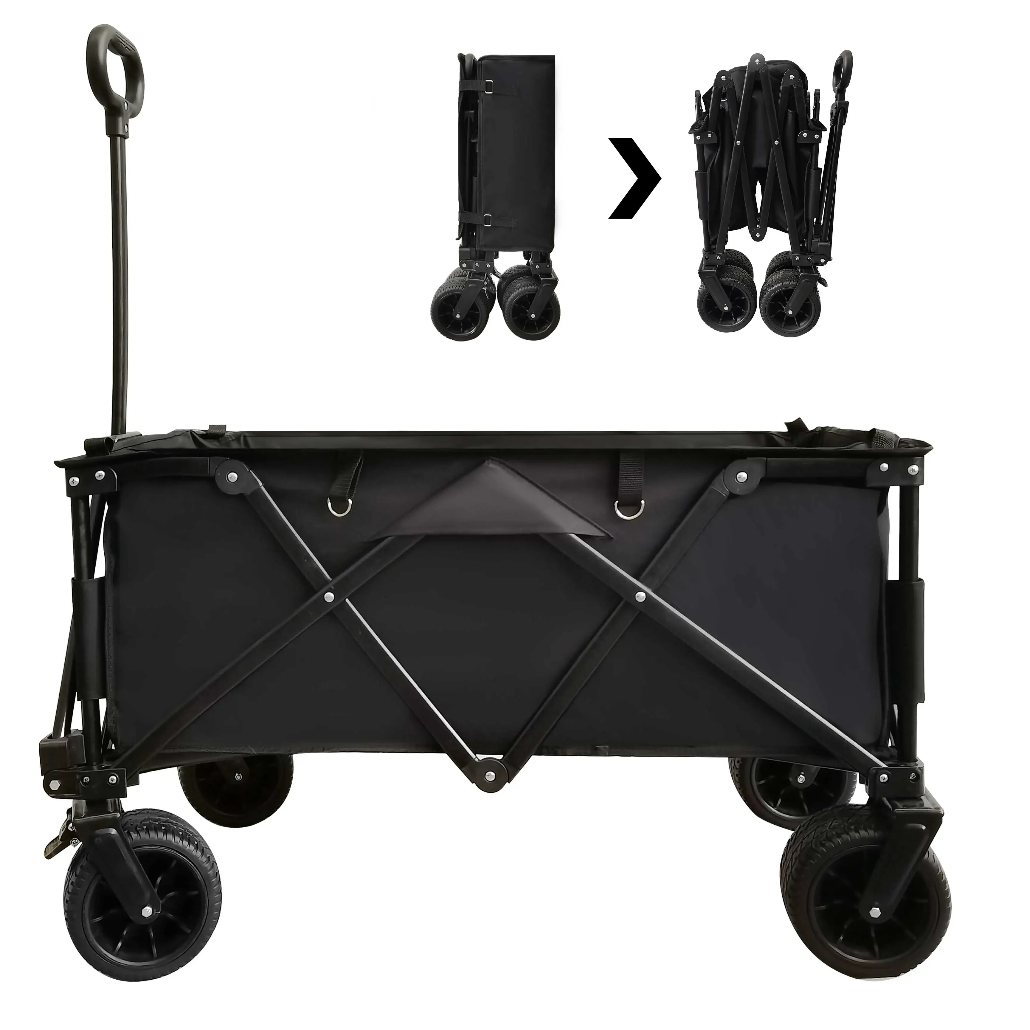 80kgs Collapsible Folding Wagon Cart Detachable Wheel 300pounds  Folding Wagon