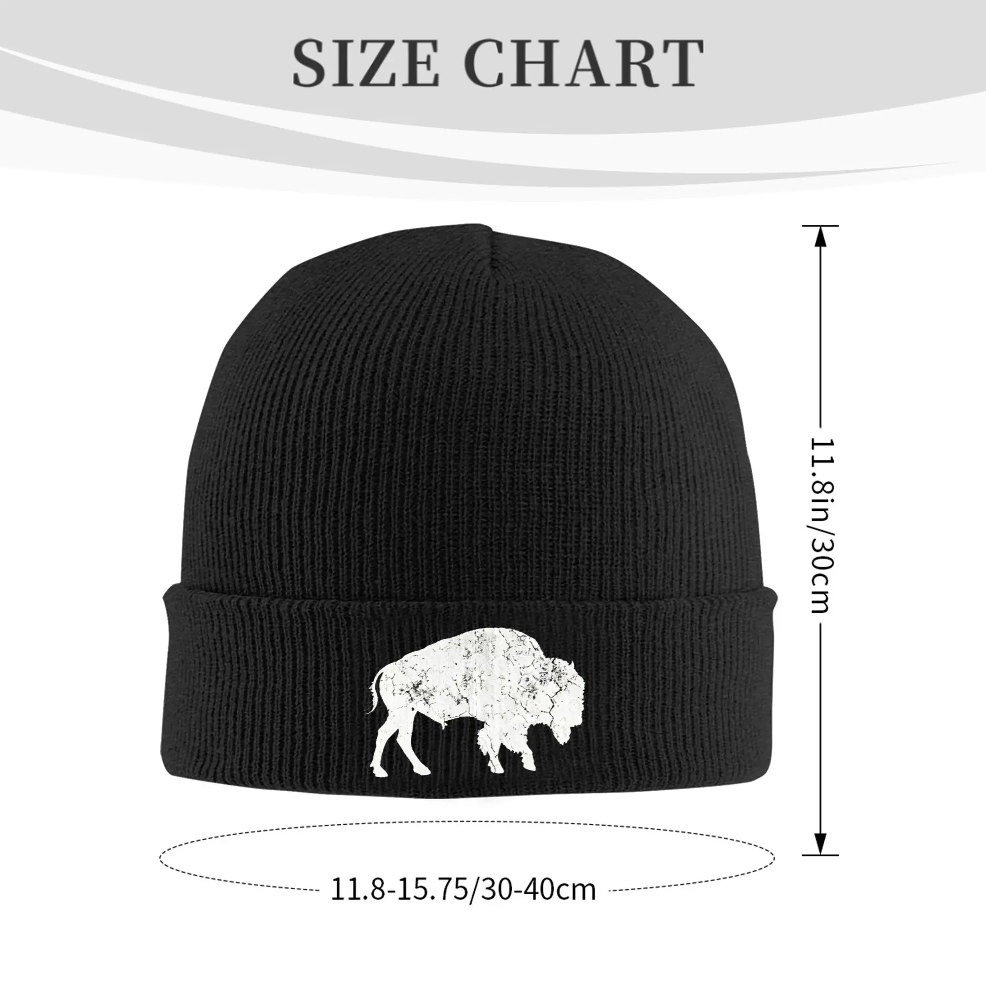 Distressed Buffalo Retro Bison Animal Lover Gifts Winter Skullies Beanies Hat Warm Autumn Knitted Hat Bonnet Caps for Women Men