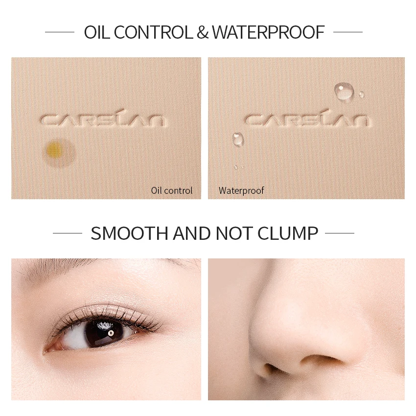 CARSLAN Long-lasting Oil Control Pressed Powder Matte Waterproof Concealer Brightening Face Loose Finishing Powder Makeup