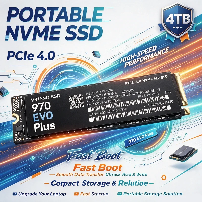 SSD M.2 NVMe 970 EVO Plus PCIe Gen4.0 X4 TLC 3D NAND 1TB 4TB 2280 Unidade de Estado Sólido Interna para PC e Laptop