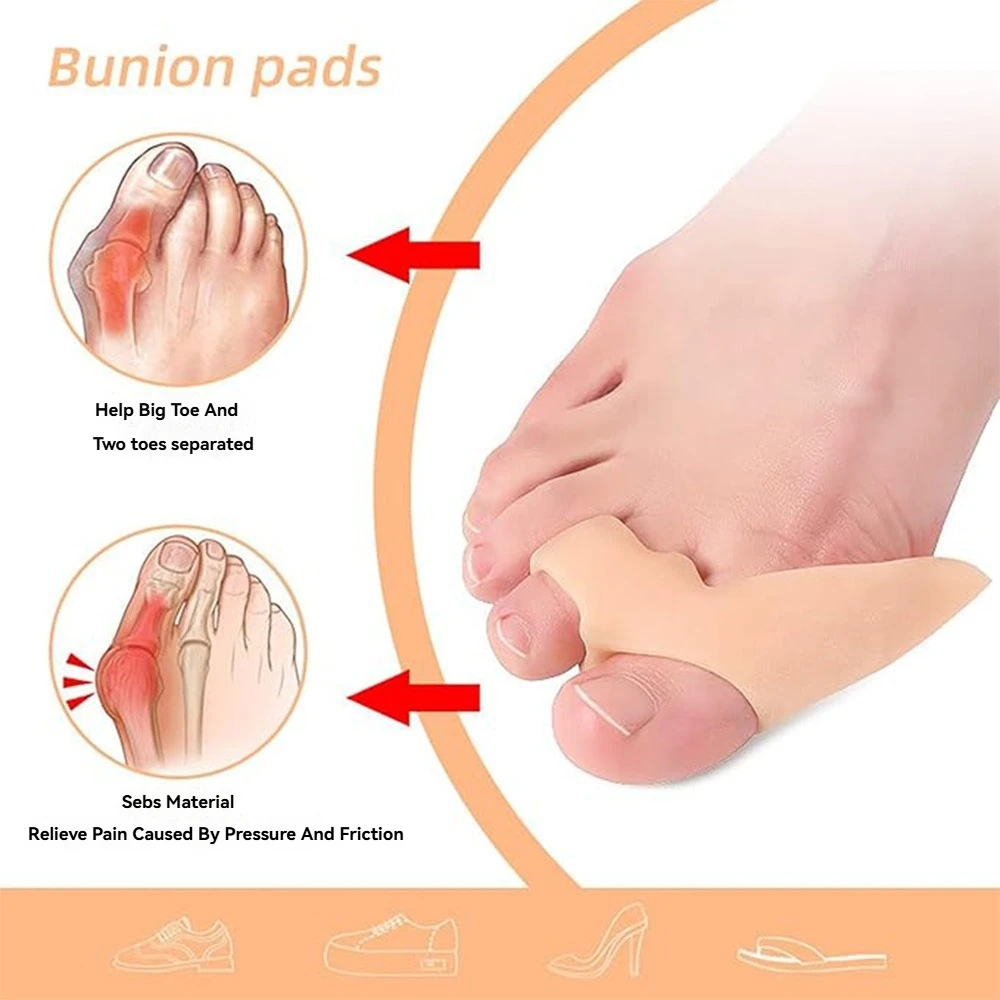 1Pair Stretchable Silicone Toe Separator, Big Thumb and Big Foot Bone Evaporated Toe Corrector, Can Be Used for Daily Commuting