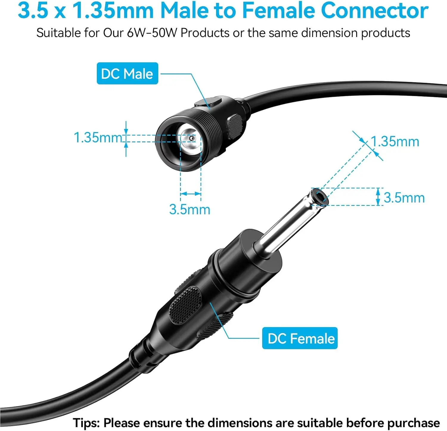 1 to 3 Extension Cord for Solar Water Fountain Pump Lights, Power Cord Extension for Solar Water Pump Lights Extension Cable