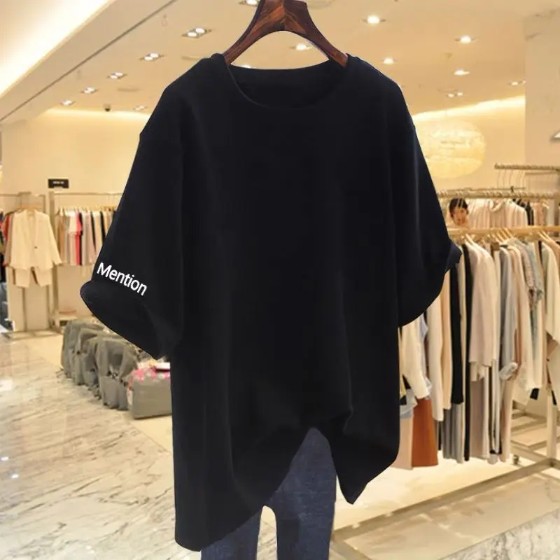 Damenbekleidung, einfarbig, schick, kurzärmelig, Basic-T-Shirt, Sommer, lässig, Baumwolle, Top, T-Shirts, lockere Pullover