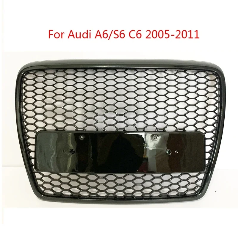 

Car Front Bumper Grill Center Grille for Audi A6/S6 C6 2005 - 2011 (Refit for RS6 Style) Car-styling Accessories Without Emblem