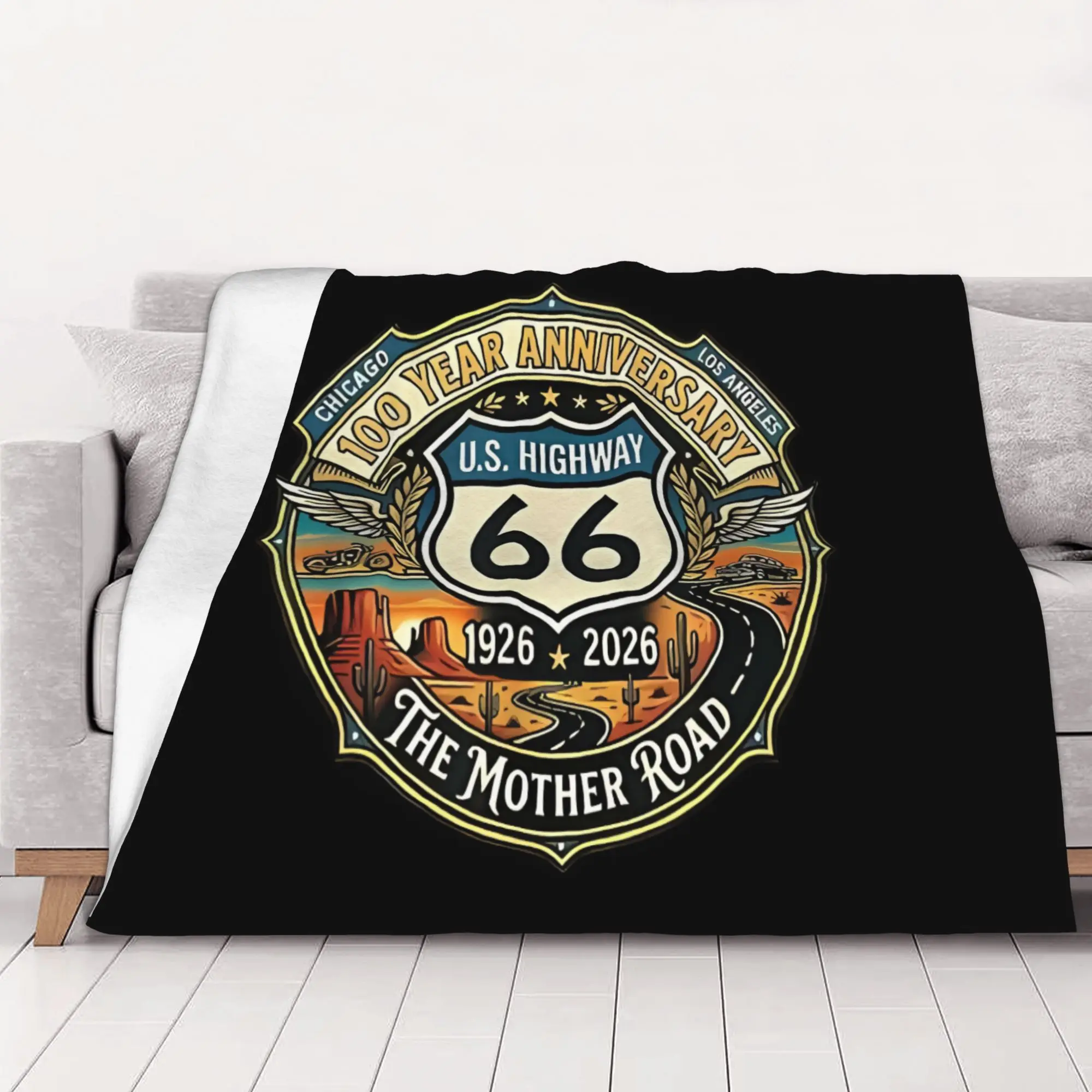 1PC home Cute Room Decor Classic Blanket Throw Blanket Route 66 Novelty Warm Blanket All Season