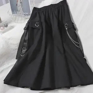 High waist load Harajuku woman skirts 2023 loose to line pocket Midi Long Black skirt hip hop fashion streetwear oversize 8 Main Sales Skirt Position - №7