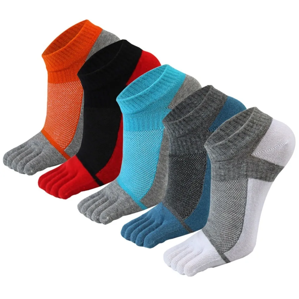 

5 Pairs Men's Socks Breathable Toe Socks Cotton Wicking Running Socks Mesh Five Fingers Socks Running