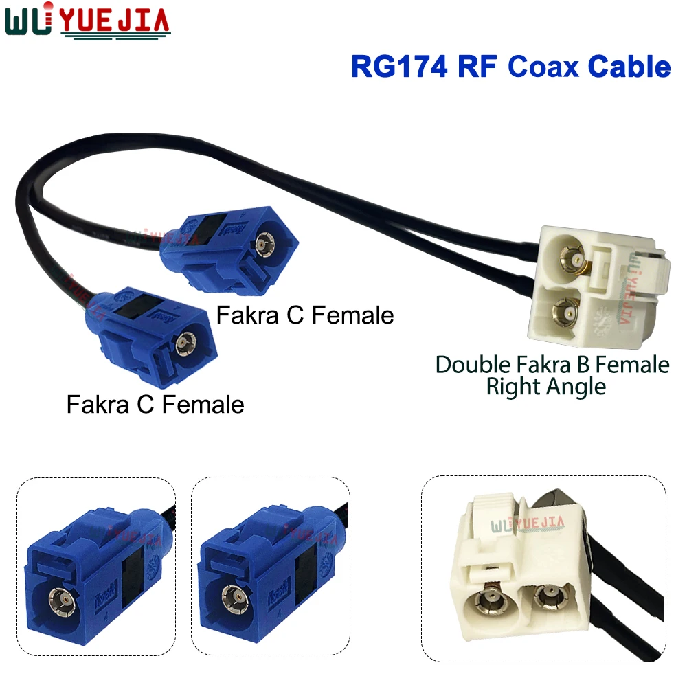 RG-174 توين فقرا بي أنثى 90 °   إلى فقرا C ذكر التوصيل + فقرا C أنثى جاك 50 أوم موصل RF اقناع تمديد كابلات البلوز ضفيرة