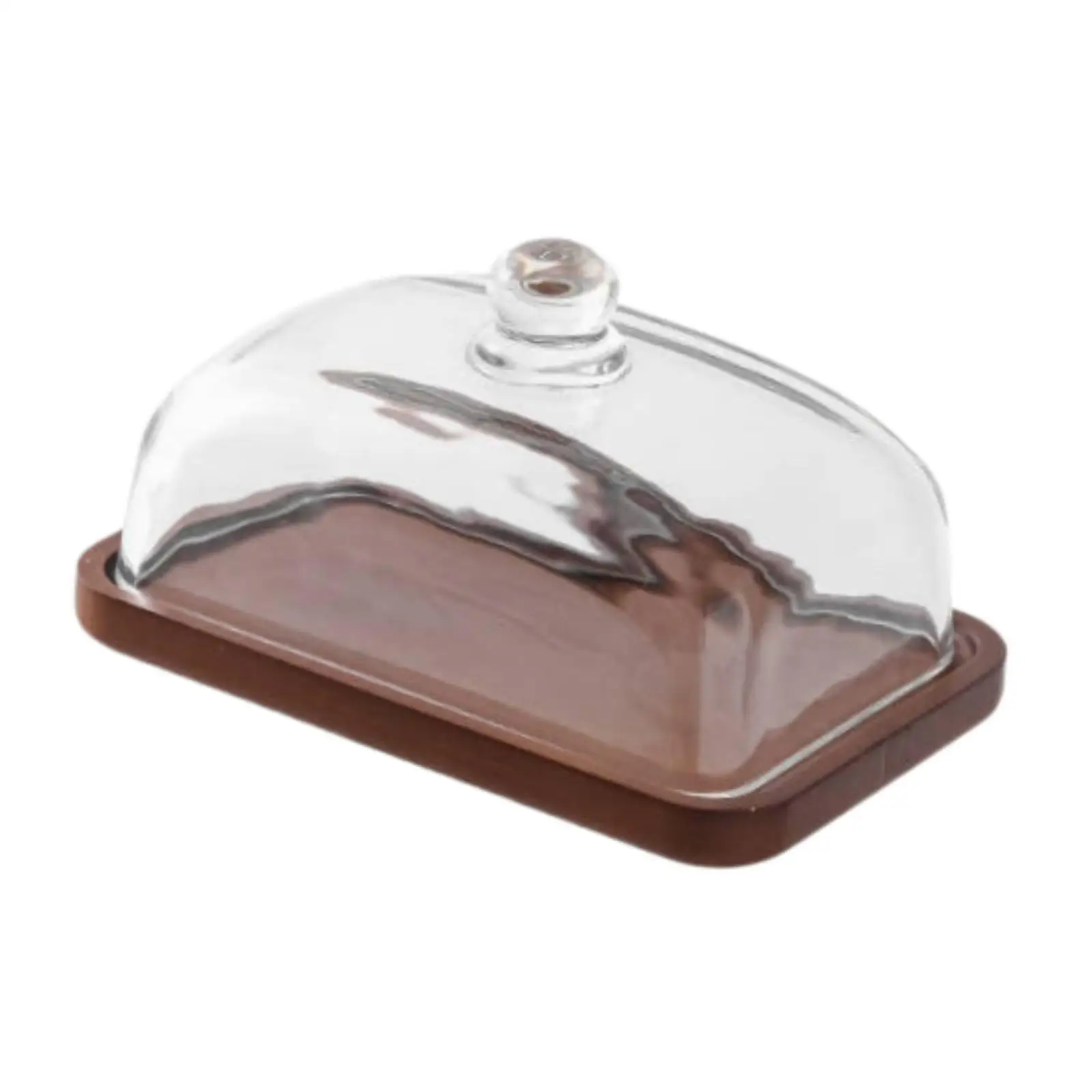 Bamboo Glass Rectangular Cake Plate with Dome Cake Stand for Birthday Wedding Appetizer Dessert Tableware