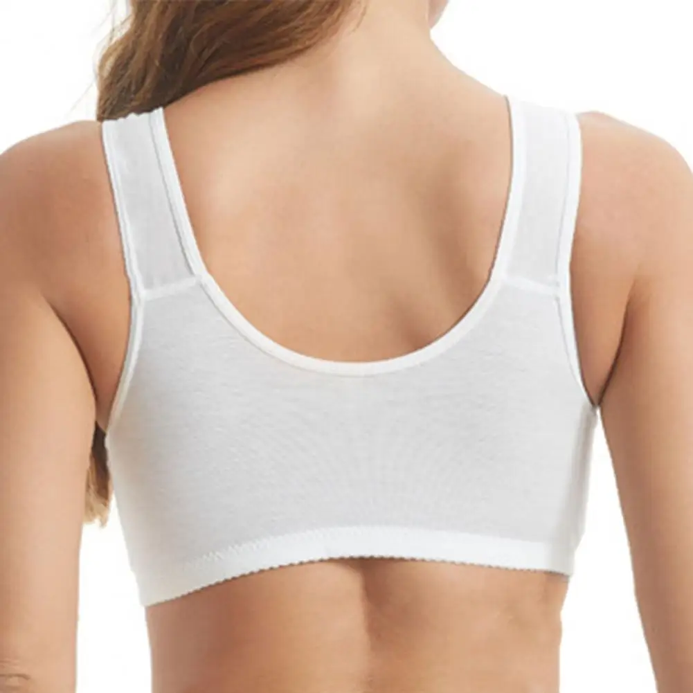 Wire-free Support Brassiere Wireless Full Cup Lace Splicing Bra Comfortable Front Button Closure for Middle-aged Elderly Women