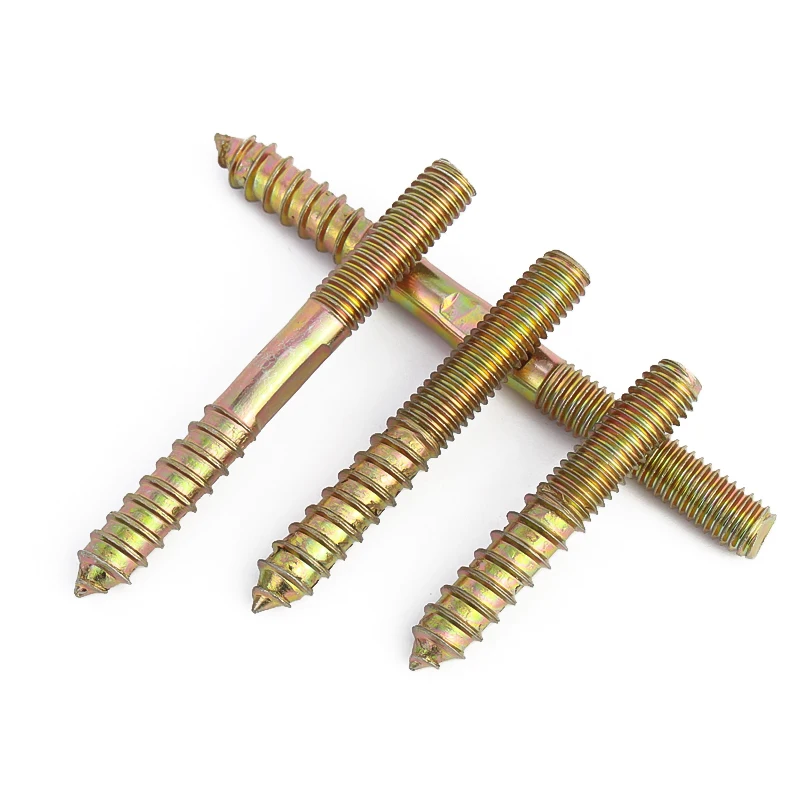 Wkręty samogwintujące do mebli z podwójną końcówką M6M8M10 Śruba wieszakowa Kołki drewno-metalowe Śruba z podwójną główką Śruba samogwintująca