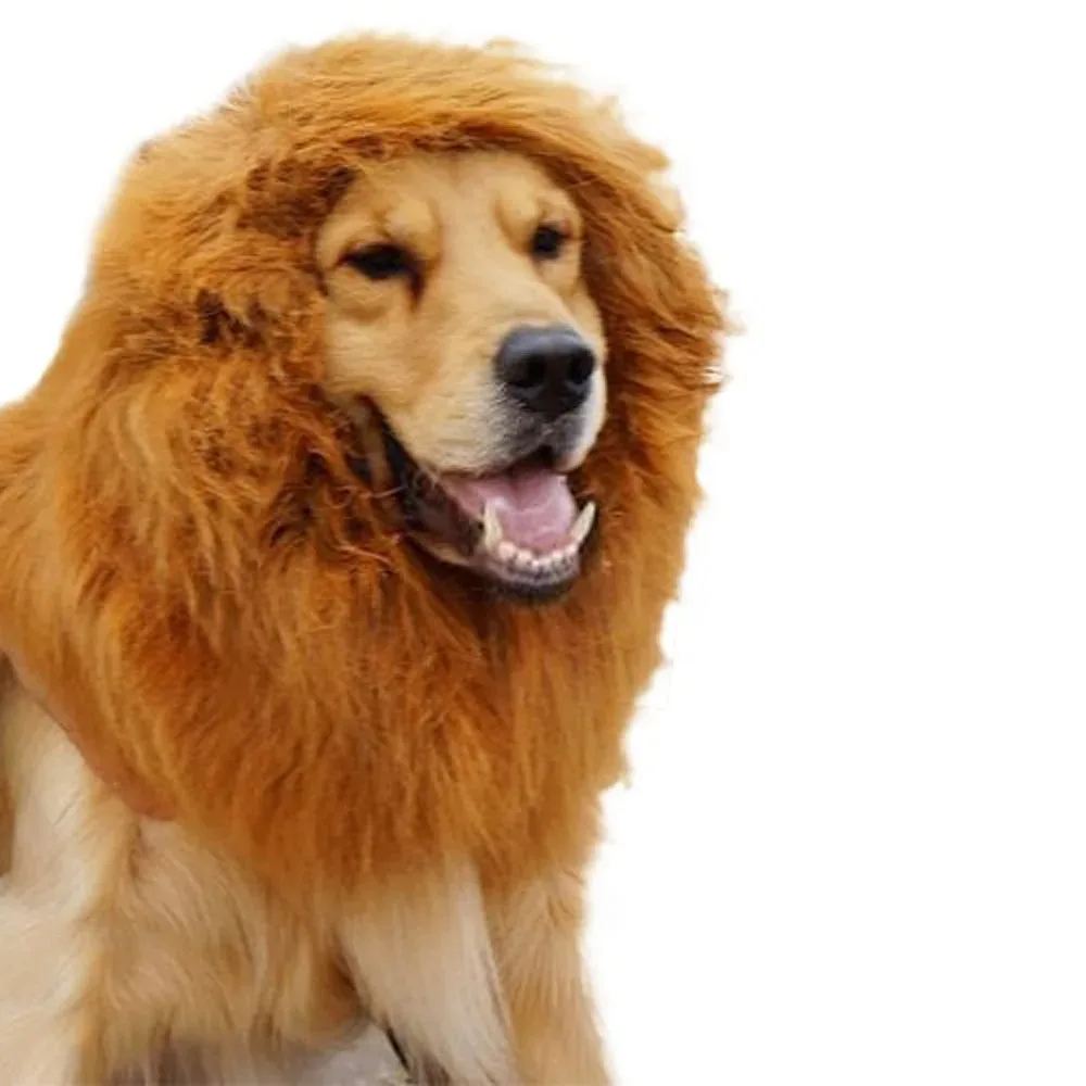 Pet Dog Lion Mane Wig Hair Decor Dog Wig Hair Costume For Large Medium Small Dog Halloween Gift Cosplay Funny Hat Pet Apparel