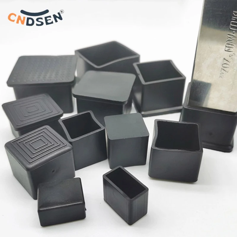 Stół z PVC Końcówki nóg krzesła Nakładki Ochraniacz podłogi Antypoślizgowa podłoga Kwadratowe gumowe podkładki pod stopy Czarne 10x10mm ~ 60x60mm