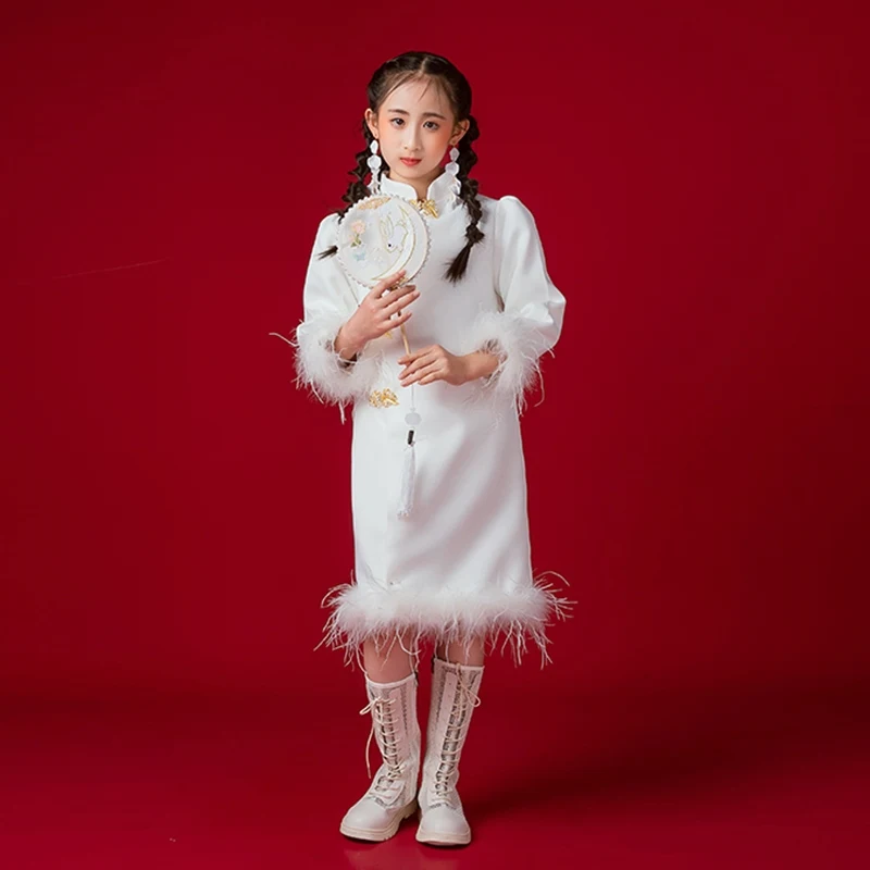 Fashion Kids Model Stage Catwalk Outfits Girls Hip Hop Jazz Dance Costumes Chinese Style Dress Children'S Kpop Wear XS8798