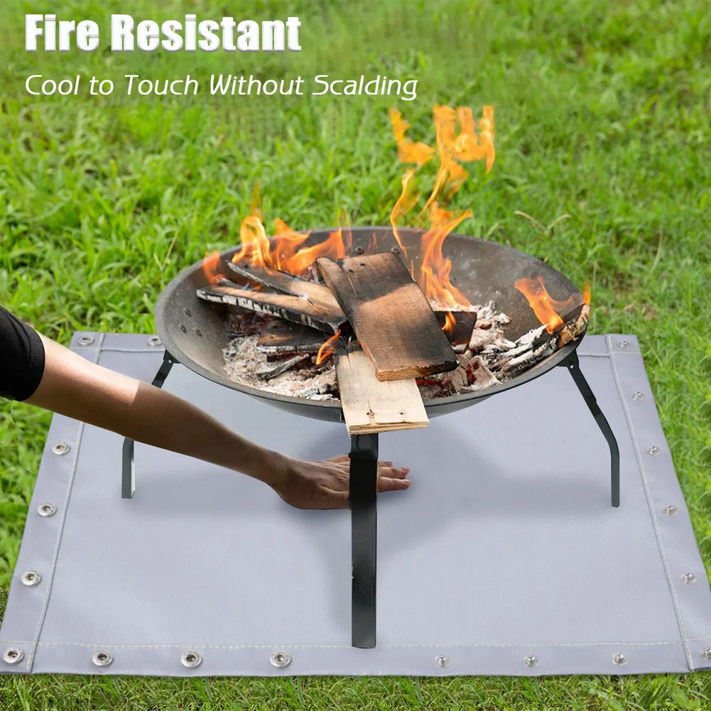 

Термостойкий коврик для барбекю с застежками-кнопками, огнестойкий и водонепроницаемый коврик из стекловолокна для приготовления пищи на открытом воздухе у костра, 50 х 38 см.