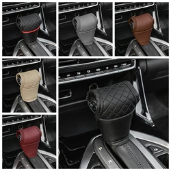 Car Gear Shift Cover Leather Shift Lever Cover Gearbox Shifter Knob Protector Automatic Transmission Handle Stick Case Styling