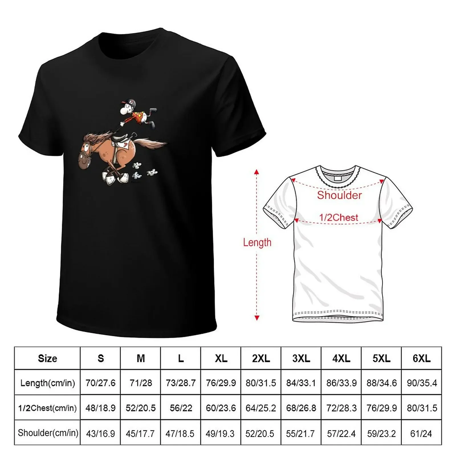 Furious racehorse with jockey cartoon T-Shirt street wear shirts graphic shirts men