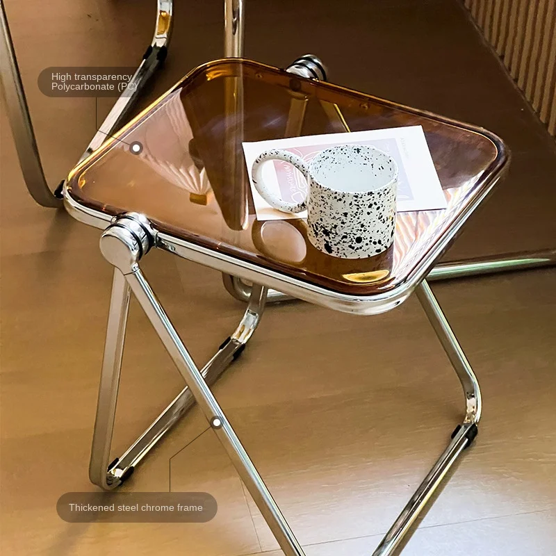 Transparent Folding Coffee Table Living Room Home Designer Metal Corner Table Square Side Table Small Table Dropshipping