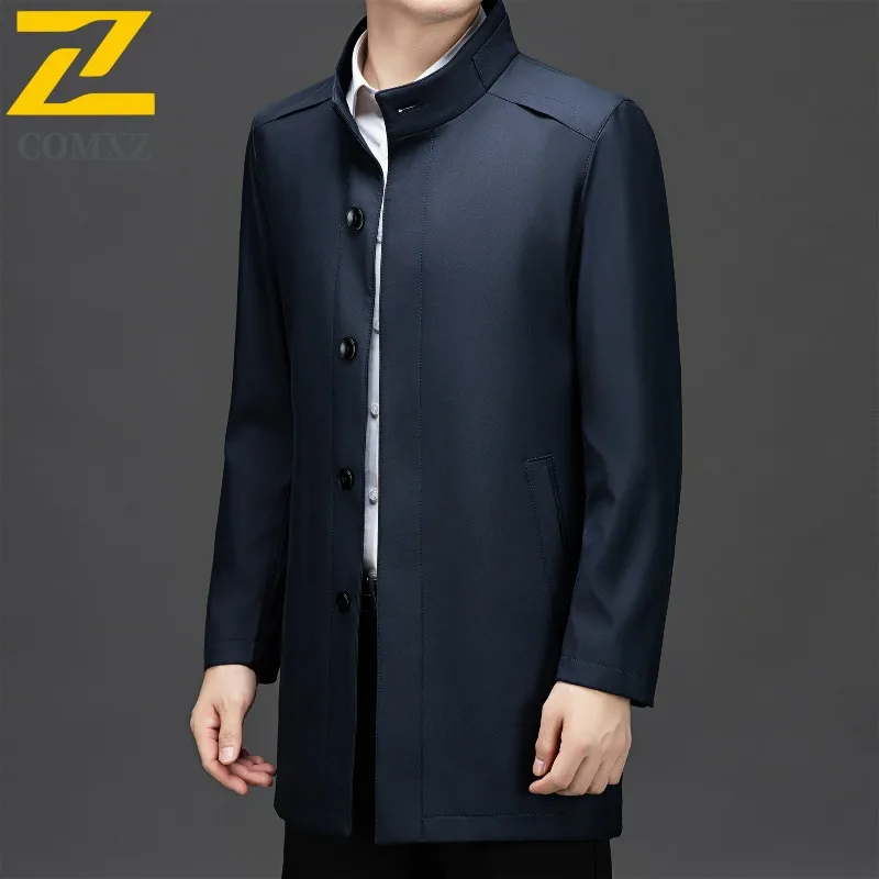 

Stand Collar Trench Coat Men 2025 Autumn Light Luxury Premium Anti pilling Outerwear Fashion Business Leisure Comfort Coat