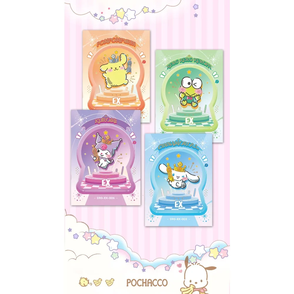 Kawaii Sanrio Cards For Children Cute Pochacco Hello Kitty Kuromi My Melody Gemini Cartoon Toys Trading Collectible Card Gifts