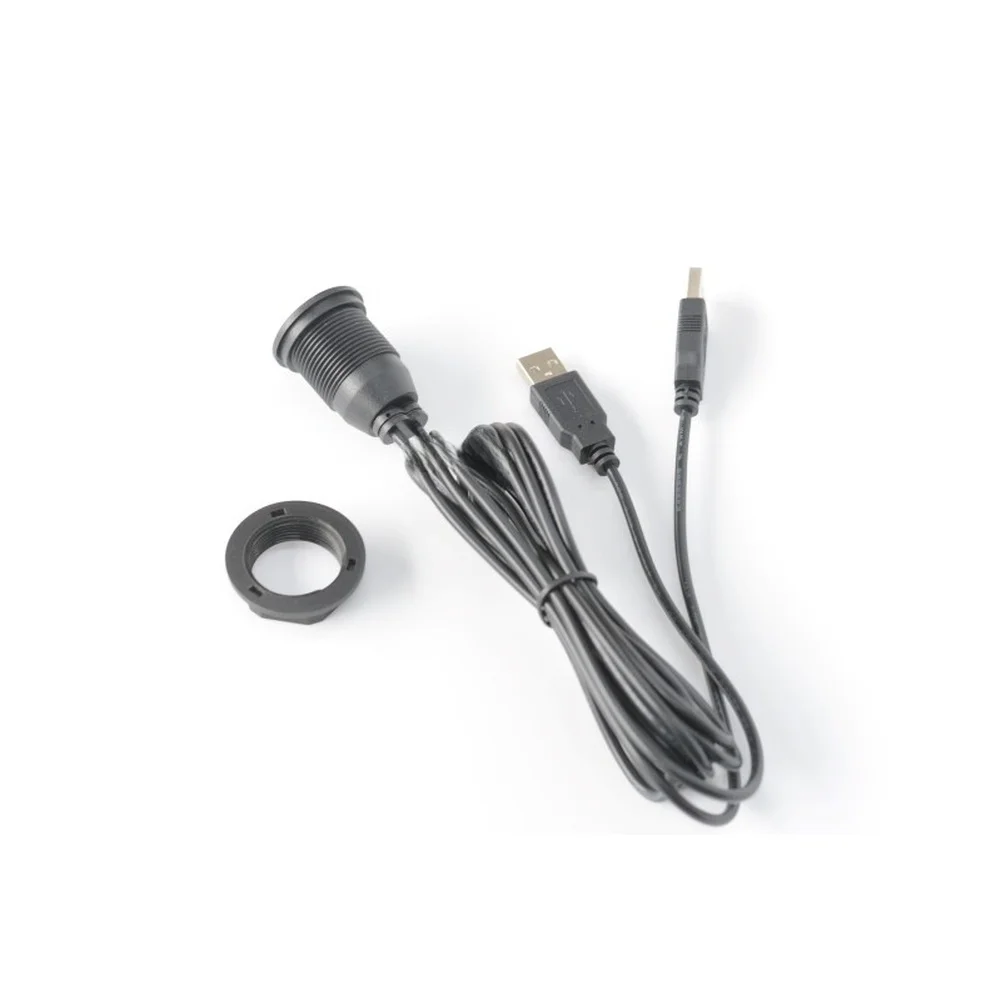 150CM Car USB 2.0 Dual Female Panel Extension Cable Socket Adapter Flush Mount for Vehicle Interior Wiring and Cable Management