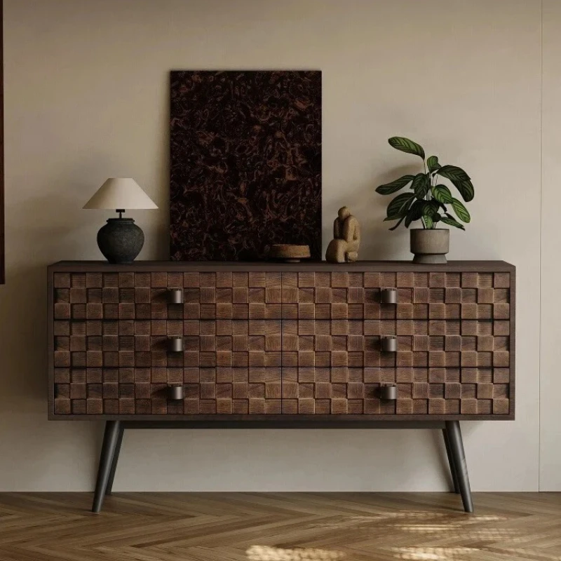 

J Medieval solid wood six-bucket cabinet against the wall storage living room bedroom retro dining side cabinet entrance cabinet