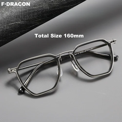 Imagen 1 del producto Montura de cara grande de 160mm, montura de gafas poligonal Retro para hombre, placa frontal ancha, marco grande de titanio, marco de prescripción óptica M5867