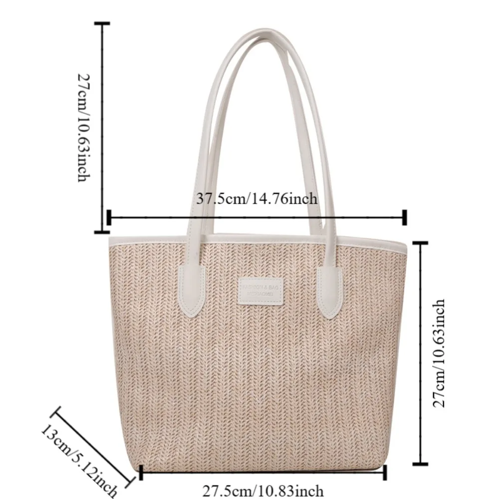 Leisure Large Capacity Weave Tote Bag Fashion Shopping Bag Bohemian Shoulder Bag Simple Handbag Summer Beach Straw Handbag Girls