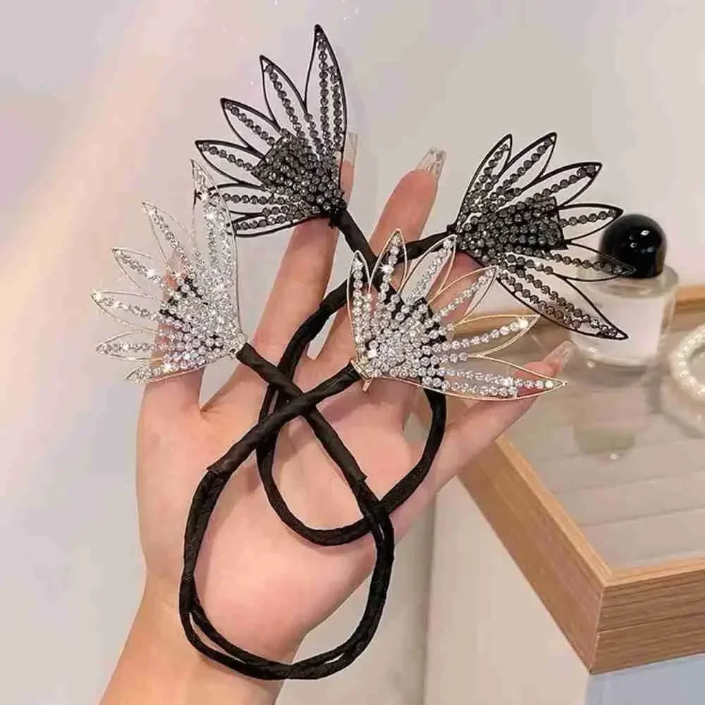 Strass Bow Clip Headband para Mulheres, Ponytail Holder, Hair Band, Headdress Styling Tools, Magic Bow, Girls, Acessórios