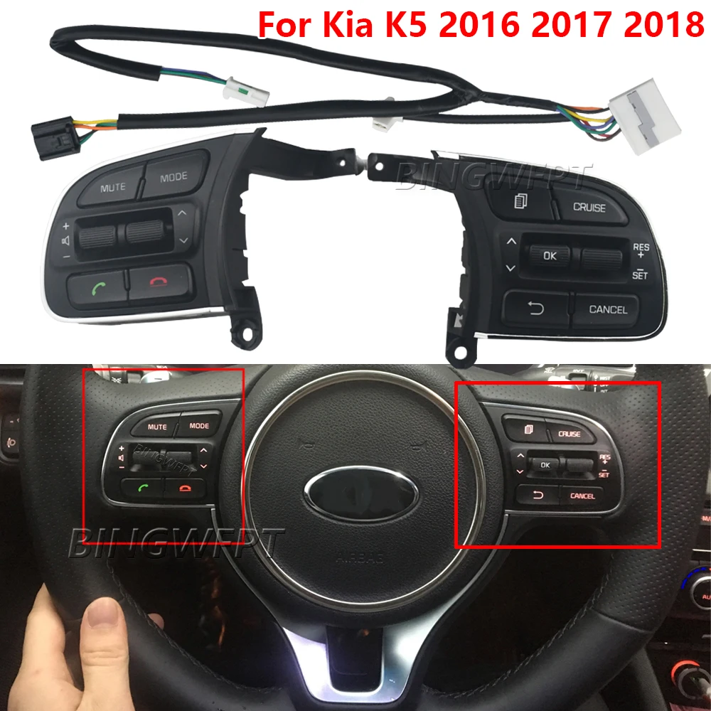 

Новые кнопки управления на руле, пульт дистанционного управления телефоном, переключатель круиз-контроля с проводом 96720-D6010 96710-D6020 для KIA K5 2016-2018