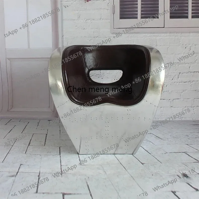 new GY Retro Aluminum Leather Chair Handmade Custom Rivet Aluminum Leather Nostalgic Furniture Leisure Chairss 26