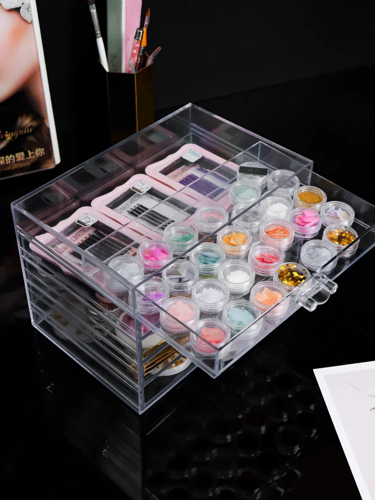 Nail UV Gel Polish Storage Box Manicure Extension Varnishes Holder Acrylic Transparent Drawer Storage Box Nail Art Jewelry Case