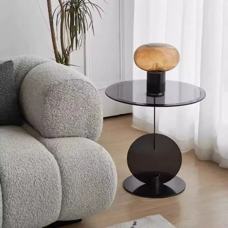 

High Class Side Table Modern Round Glass Top Small Coffee Tea Table Living Room Home Furniture Sofa Side Table